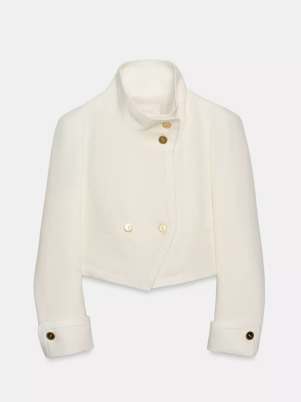 Zara White Cropped Structured Blazer